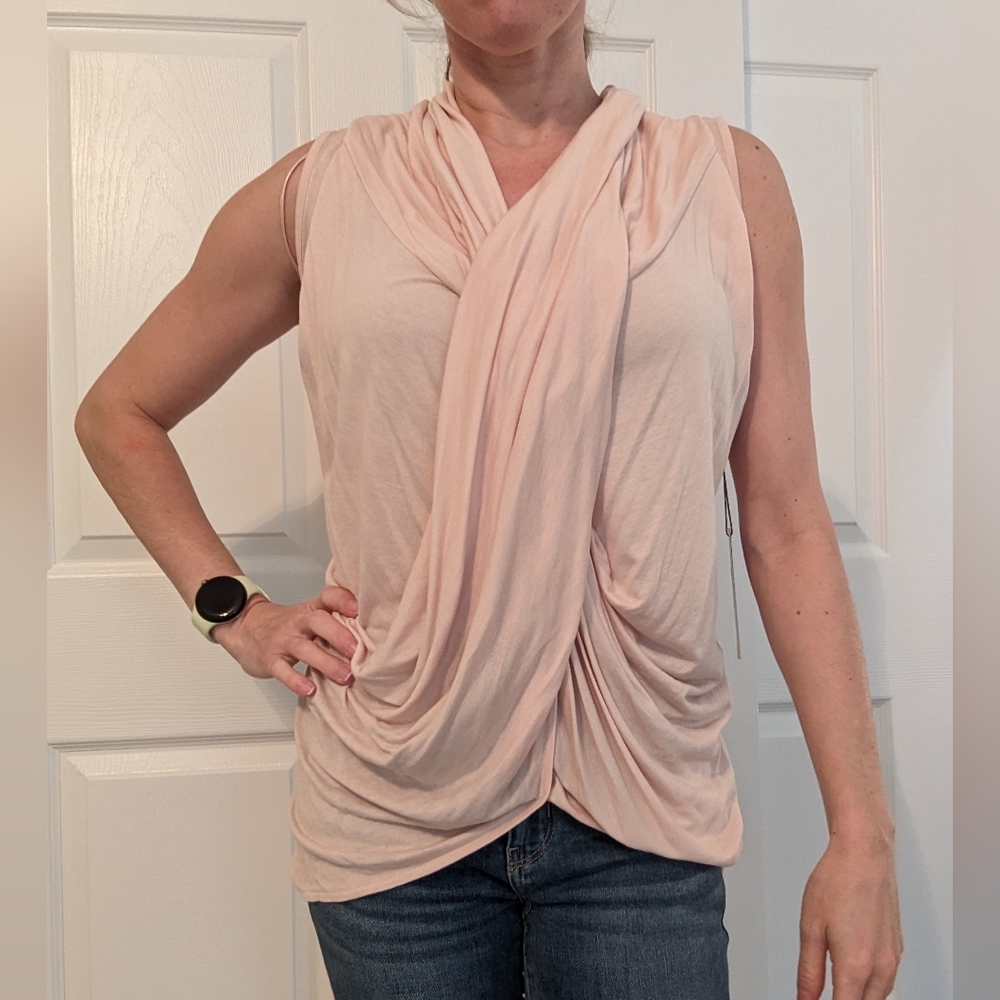 NWT | Jennifer Lopez | Ruched Draped Front Top | Pink | XS